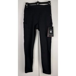 Spyder Active Womens Black High Waisted Athletic Leggings SP6057 Small‎ NWT